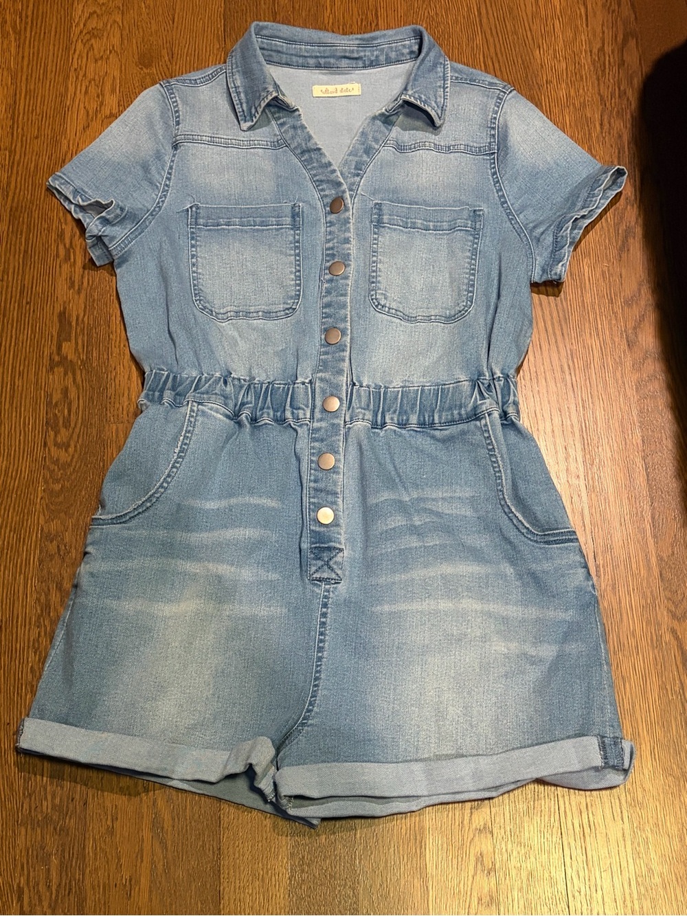Altar’d State Light Blue Denim Romper Shorts